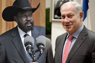 epa02823025 (L)Prime Minister of Israel, Benjamin Netanyahu , + epa02752439 (R) President of the Government of Southern Sudan, Salva Kiir Mayardit