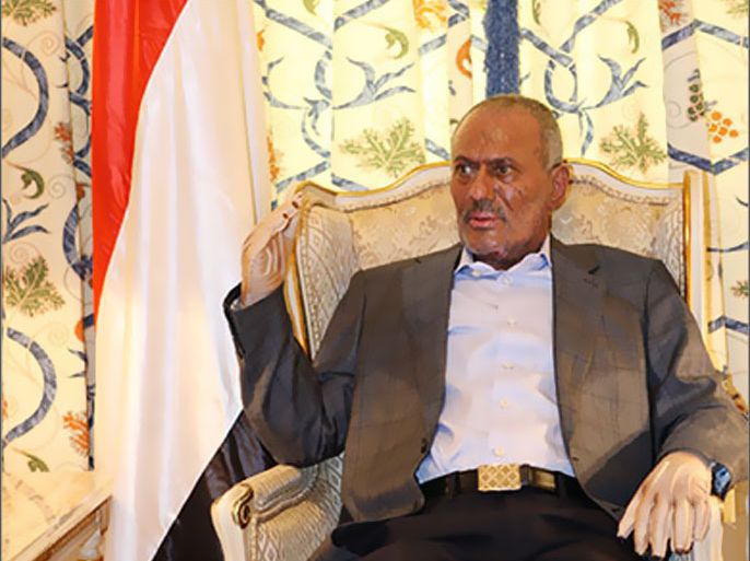 In this handout made available by the Yemeni Presidency on July 10, 2011, Yemen's injured President Ali Abdullah Saleh meets with top US counter-terrorism official John Brennan (unseen) in a hospital in Riyadh, Saudi Arabia, where he is recovering after being badly burned in a bomb attack at his presidential palace in