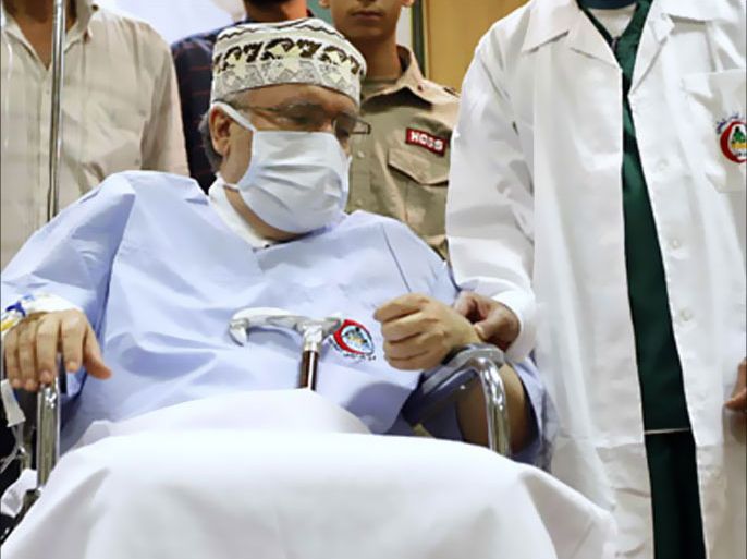 Abdel Basset al-Megrahi sits in a wheelchair in his room at a hospital in Tripoli in this September 9, 2009 file photo. The Libyan convicted in the 1988 bombing of a U.S.-bound airliner over Lockerbie, Scotland has been found in Tripoli and appears "at death's door," CNN reported on August 28, 2011. CNN correspondent Nic Robertson said he found al-Megrahi in what was described as a palatial house in an upmarket part of Tripoli, guarded by at least six security cameras and attended to by