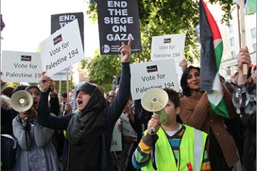 مظاهرة بلندن تطالب الامم المتحدة بالاعتراف بالدولة الفلسطينية