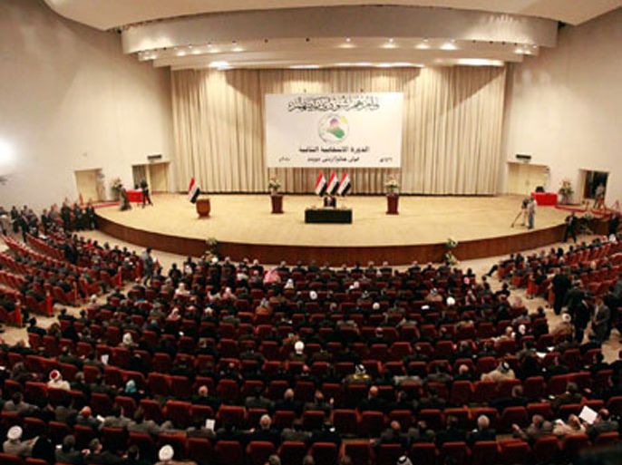 Members of Iraqi Parliament attend a session at the Parliament headquarters in Baghdad in this November 11, 2010