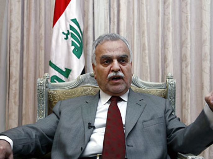 Iraqi Vice President Tareq al-Hashemi speaks during an interview with AFP in the northern Iraqi city of Arbil on January 31, 2012