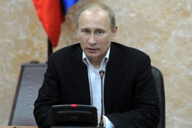 picture taken on February 4, 2012, shows Russia's Prime Minister Vladimir Putin attending a meeting with local businessmen in the Urals city of Perm.