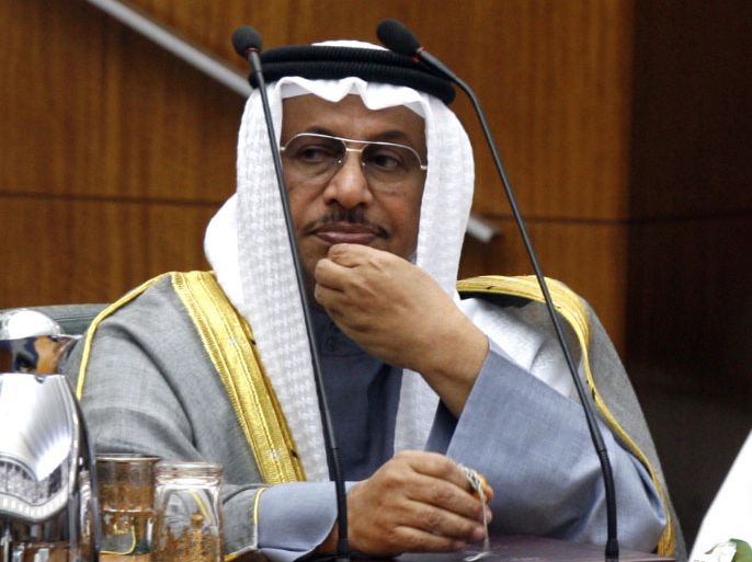 Kuwaiti Prime Minister Sheikh Jaber al-Mubarak al-Sabah looks over during a session filed by Kuwaiti Shiite Muslim member of parliament Saleh Ashour, at the Kuwait's national assembly in Kuwait city on March 28, 2012. Ashour, a staunch supporter of the former premier, charged that current Prime Minister Sheikh Jaber Mubarak Al-Sabah had failed to take action on two major corruption scandals. AFP PHOTO/YASSER AL-ZAYYAT