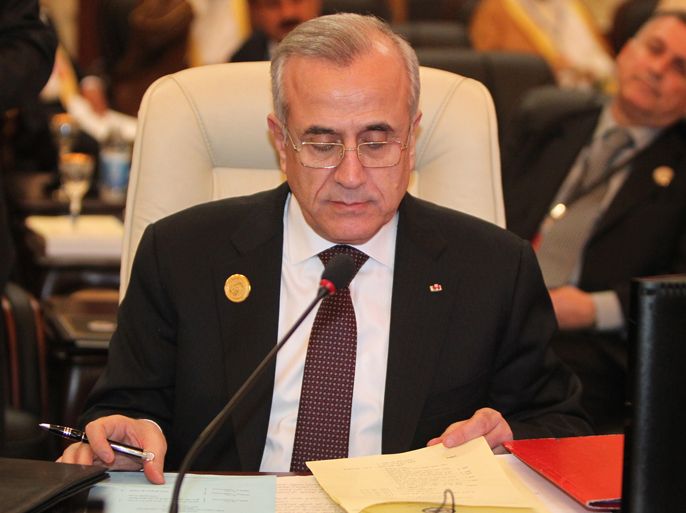 Lebanese President Michel Sleiman attends the first Arab summit to be held in Iraq in 22 years on March 29, 2012 in the former Republican Palace in Baghdad, with the year-long crisis in Syria in the spotlight. Among those attending were nine Arab leaders, including Kuwait's emir, who was on the first visit to Iraq by a Kuwaiti head of state since the 1990 Iraqi invasion of that country. AFP