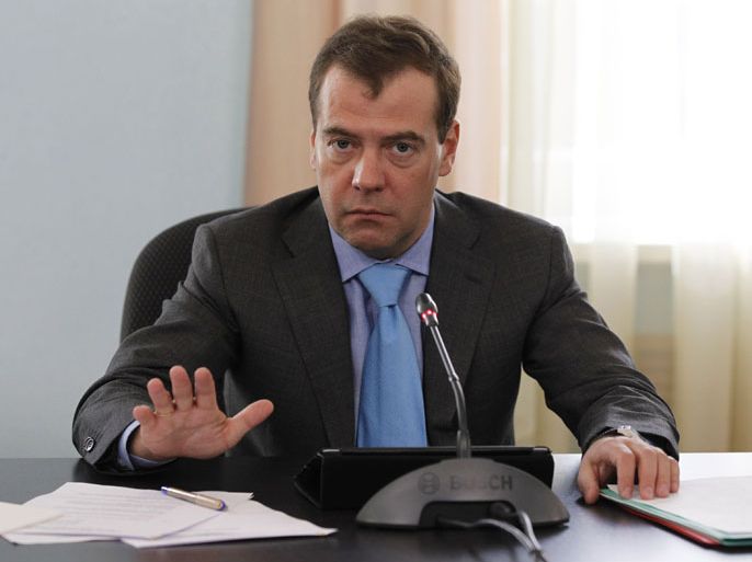 Russia's President Dmitry Medvedev takes part in a meeting on corruption issues in Moscow, on March 22, 2012. AFP PHOTO / RIA-NOVOSTI / KREMLIN POOL / DMITRY ASTAKHOV