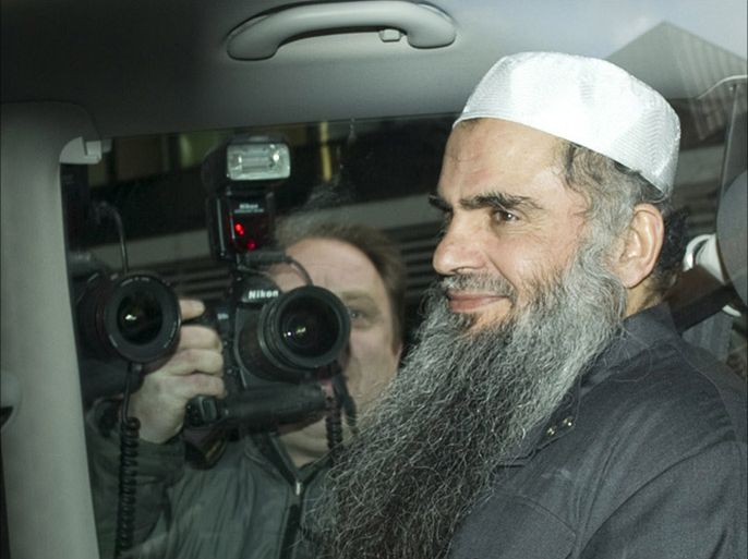 ondon, Greater London, UNITED KINGDOM : Radical Islamist cleric Abu Qatada sits in a car as he is driven away from a Special Immigration Appeals Hearing at the High Court in London on April 17, 2012 to jail after being re-arrested. British authorities re-arrested Abu Qatada on April 17 and began a fresh bid to deport him, saying they had resolved concerns about his treatment in Jordan. AFP PHOTO / MIGUEL MEDINA