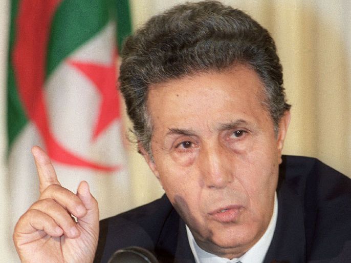(FILES) In this picture taken on June 15, 2012 former Algerian president Ahmed Ben Bella speaks during a press conference in Algiers. The first president of independent Algeria, Ahmed Ben Bella, died on April 11, 2012 in Algiers at the age of 96, news agency APS reported, citing members of his inner circle. AFP PHOTO/ ABDELHAK SENNA
