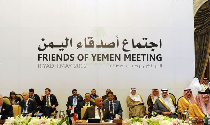 Riyadh, -, SAUDI ARABIA : Delegates attend the ministrial meeting of the "Friends of Yemen" donors conference on May 23, 2012 in Riyadh. Saudi Arabia will give its impoverished neighbour Yemen aid worth $3.25 billion, Saudi Foreign Minister Prince Saud al-Faisal told the meeting.