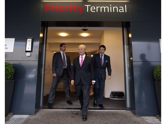 International Atomic Energy Agency (IAEA) Director-General Yukiya Amano arrives on May 22, 2012 from Teheran at the Schwechat Airport , some 25 kms east of Vienna. Amano said on May 22 that the IAEA would soon sign an accord with Iran aimed at trying to resolve disputes over its nuclear drive. AFP