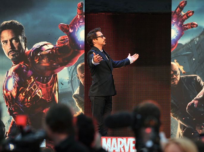 US actor and cast member Robert Downey Jr. arrives for the 'Marvel Avengers Assemble' European Premiere held at the Vue Westfield White City in London, Britain, 19 April 2012. The movie is released in UK cinemas on 26 April. EPA/DANIEL DEME