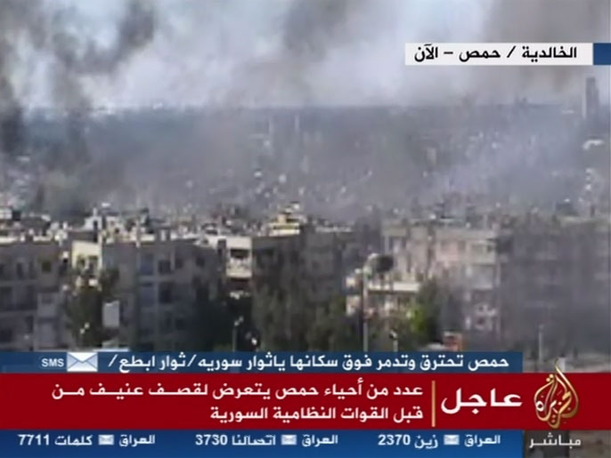  عدد من أحياء حمص تعرض لقصف عنيف من قبل القوات النظامية السورية 