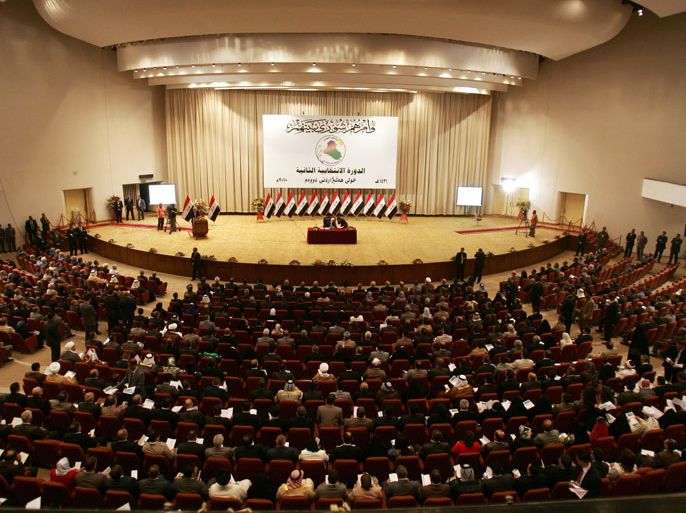 epa02201469 The members of new Iraqi Parliament take part in first session in Baghdad on 14 June 2010. Iraq's new parliament convened but postponed a decision on a new president three months after inconclusive national elections