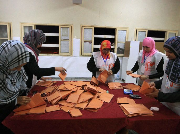Libyan election workers start the counting process at a polling station in the western city of Misrata during Libya's General National Congress election on July 7, 2012. Voters queued up at polling stations across Libya keen to take part in the country's first national election after more than four decades of dictatorship