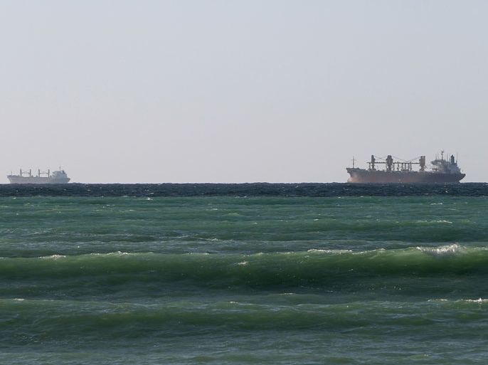 (FILE) A file picture dated 15 January 2012 shows Oil tankers in the Strait of Hormuz from Khasab, Oman on 15 January 2012. Reports state on 25 January 2012 that the International Monetary Fund (IMF) has warned of a 20-30 per cent oil price rise if Iranian exports are disrupted due to financial sanctions on Iran imposed by the West. EPA/ALI HAIDER