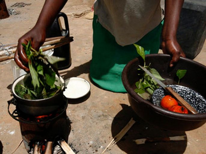 A women prepares a meal of common weeds ready for cooking as her only meal of the day, Harare, Zimbabwe, 12 January 2009. Thousands are living in poverty in the once prosperous country once called 'The bread basket of Africa'. EPA/AARON UFUMELI
