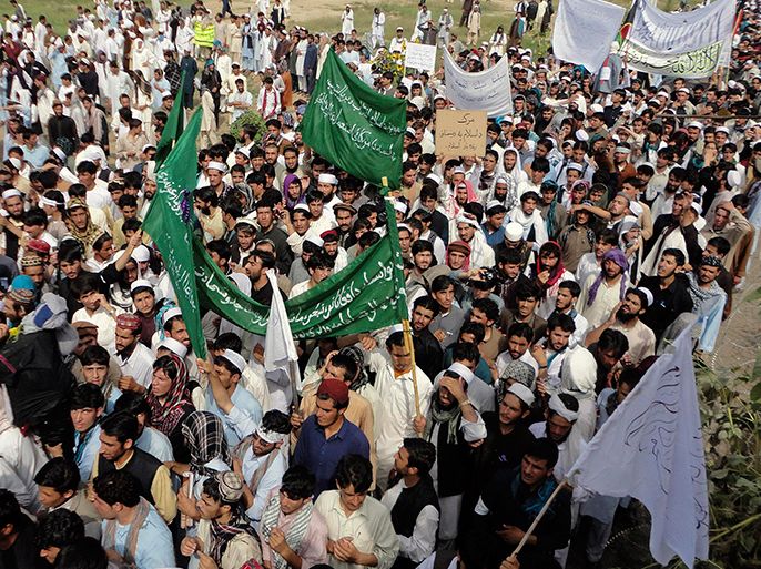 Afghan men attend a protest as they shout anti-U.S. slogans during a demonstration in Khost province September 15, 2012. Hundreds of Afghans protest against the movie insulted Islam Prophet Mohammad. REUTERS