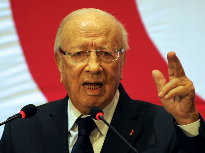 Tunisian former prime minister Beji Caid Essebsi holds a press conference in Tunis on September 20, 2012 a few days after violent anti-US protests against a film mocking Islam. France said it would secure its diplomatic missions and close schools in Egypt and Tunisia fearing violence after a French magazine published cartoons of a naked Prophet Mohammed. AFP
