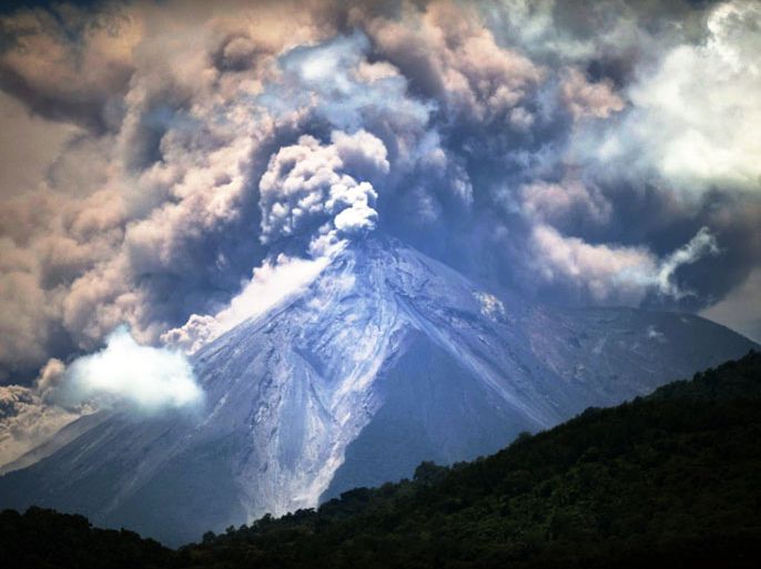 The Fuego volcano eruption seen from the Palin municipality, Escuintla departament, 55 km south of Guatemala City on September 13, 2012.