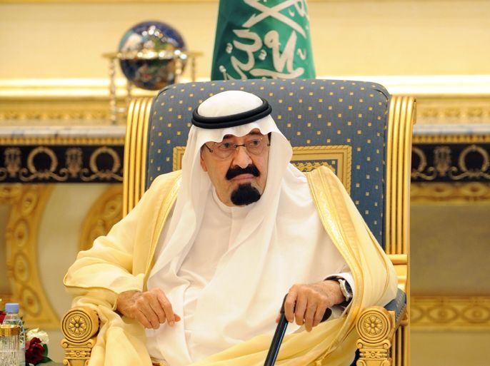 Saudi King Abdullah bin Abdul Aziz waits for leaders from the Gulf Cooperation Council (GCC) attending a summit in Riyadh on May 14, 2012. Gulf leaders will discuss a Saudi proposal to develop their six-nation council into a union, likely to start with the kingdom and unrest-hit Bahrain. AFP