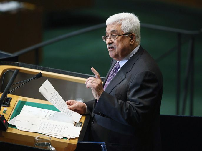 27: Mahmoud Abbas, Chairman of the Executive Committee of the Palestinian Liberation Organization and President of the Palestinian Authority addresses the UN General Assembly on September 27, 2012 in New York City. The 67th annual event gathers more than 100 heads of state and government for high level meetings on nuclear safety, regional conflicts, health and nutrition and environment issues. John Moore/Getty Images/AFP