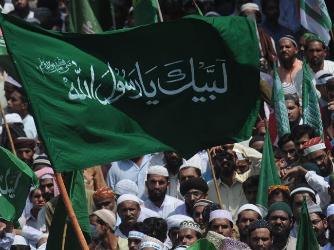 Pakistani activists gather as they take part in a protest rally against an anti-Islam film in Karachi on September 29, 2012. Thousands of people thronged the streets of Pakistan's biggest city of Karachi in the latest protest against a US-made anti-Islam film, police and witnesses said. AFP