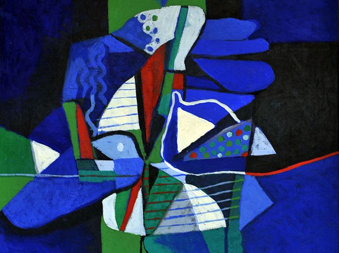 Dia Al-Azzawi, The Blue Bird, 1983 - ضياء العزاوي - تكاتُف الحضارات في فن العزّاوي - أنطوان جوكي ـ باريس