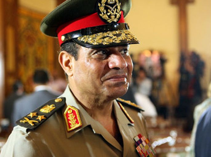 Egyptian Minister of Defense Abdelfattah Said EL-Sisi is seen during a press conference for Egyptian President Mohamed Morsi and the Greek President Karolos Papoulias at the presidential palace, in Cairo, Egypt, 18 October 2012. The President of Greece is on official visit to Cairo. EPA/KHALED ELFIQI