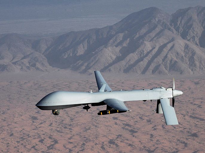 Undated handout image courtesy of the U.S. Air Force shows a MQ-1 Predator unmanned aircraft. The U.S. government has authorized the killing of American citizens as part of its controversial drone campaign against al Qaeda even without intelligence that such Americans are actively plotting to attack a U.S. target, according to a Justice Department memo.REUTERS/U.S. Air Force/Lt Col Leslie Pratt/Handout (UNITED STATES - Tags: CONFLICT POLITICS MILITARY CRIME LAW) FOR EDITORIAL USE ONLY. NOT FOR SALE FOR MARKETING OR ADVERTISING CAMPAIGNS. THIS IMAGE HAS BEEN SUPPLIED BY A THIRD PARTY. IT IS DISTRIBUTED, EXACTLY AS RECEIVED BY REUTERS, AS A SERVICE TO CLIENTS
