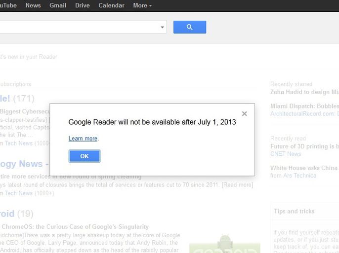 غوغل توقف عددا من خدماتها ومن بينها "غوغل ريدر"