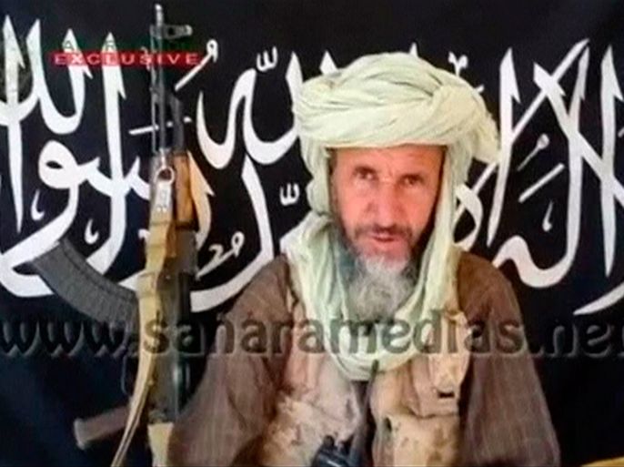 Abdelhamid Abou Zeid speaks in an unknown location in this still image taken from a undated file video footage obtained from Sahara Media on March 1, 2013. Sources close to Islamist militants and tribal elders in north Mali said on Friday there was no doubt one of al Qaeda's most feared commanders in Africa had been killed by French air strikes, though there was still no official confirmation. Abdelhamid Abou Zeid was among 40 militants killed four days ago in the foothills of the Adrar des Ifoghas mountains, where French forces have been locked in heavy fighting with Islamist rebels, the sources said. REUTERS/Sahara Media via Reuters TV (CIVIL UNREST) ATTENTION EDITORS - THIS IMAGE WAS PROVIDED BY A THIRD PARTY. FOR EDITORIAL USE ONLY. NOT FOR SALE FOR MARKETING OR ADVERTISING CAMPAIGNS. THIS PICTURE IS DISTRIBUTED EXACTLY AS RECEIVED BY REUTERS, AS A SERVICE TO CLIENTS. NO SALES. NO ARCHIVES