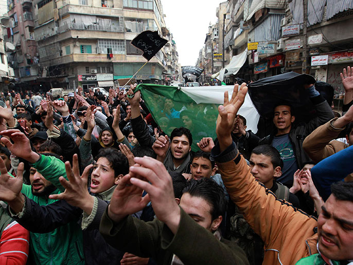‪حلب من المدن التي تشهد مظاهرات كل جمعة‬ (رويترز-أرشيف)