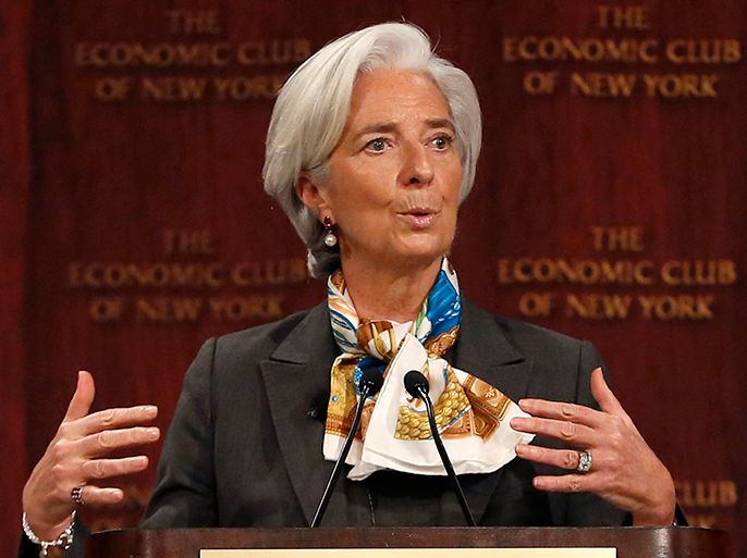 International Monetary Fund (IMF) Managing Director Christine Lagarde speaks to the Economic Club of New York in New York, April 10, 2013. REUTERS/Brendan McDermid (UNITED STATES - Tags: POLITICS BUSINESS)