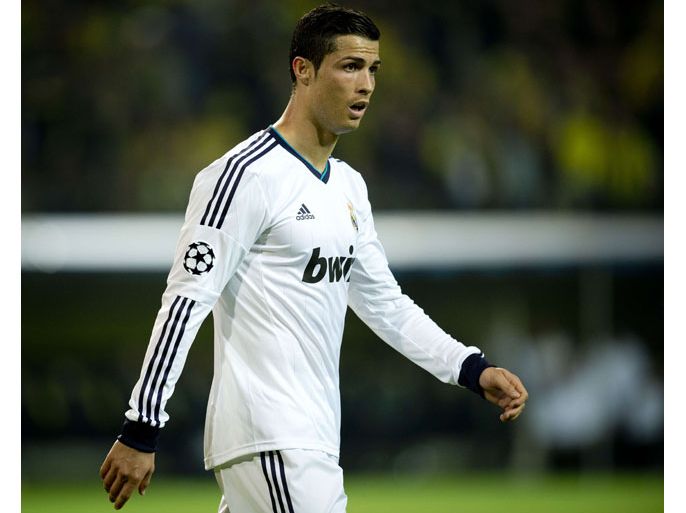 : Real Madrid's Portuguese forward Cristiano Ronaldo reacts during the UEFA Champions League semi final first leg football match between Borussia Dortmund and Real Madrid on April 24, 2013 in Dortmund, western Germany.