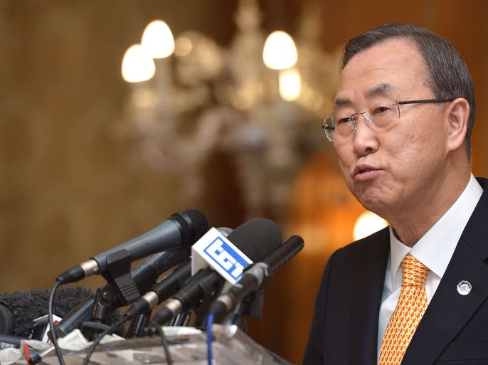 UN Secretary General Ban Ki-moon speaks during a press conference on April 9, 2013 at a hotel in Rome. Ban Ki-Moon warned Tuesday that a small incident could provoke an "uncontrollable" situation on the Korean peninsula