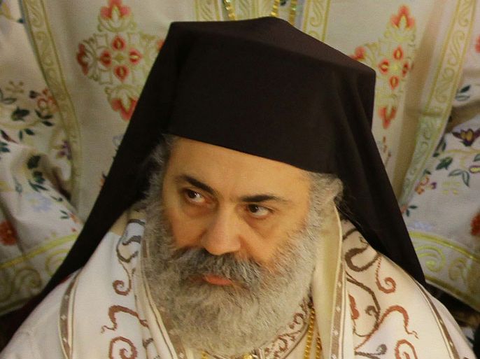 (FILES) -- A file picture taken on February 10, 2013 shows Syrian Bishop Boulos Yaziji, head of the Greek Orthodox church in Aleppo, during the enthroanment in Damascus of his brother Yuhanna X Yazigi as the Patriarch of Antioch. An armed group kidnapped two bishops in a village in Aleppo province in northern Syria, the state news agency SANA reported late on April 22, 2103, including Bishop Boulos and Bishop Yuhanna Ibrahim, head of the Syriac Orthodox Church in Aleppo. AFP