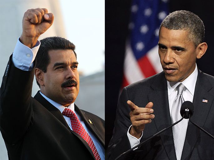 الرئيس الأميركي باراك اوباما والرئيس الفنزويلي نيكولاس مادورو
