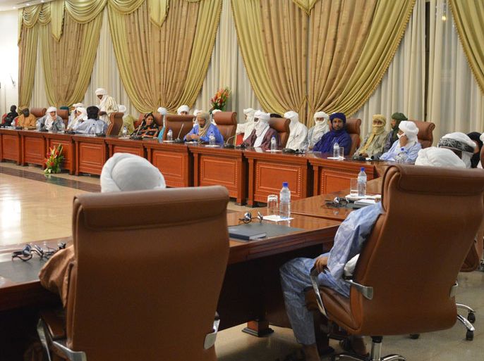Tuareg leaders attend a meeting on the Malian crisis on June 7, 2013, in Ouagadougou. Talks initially planned for June 7 were postponed.