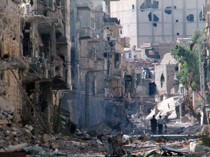 ‪أحياء سورية عدة هجرها سكانها بفعل القصف والمواجهات المسلحة‬ (الفرنسية)