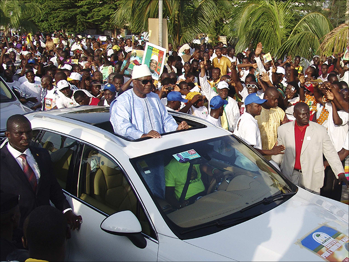 المرشح الرئاسي إبراهيم بوبكار كيتا خلال الحملة الانتخابية (رويترز)