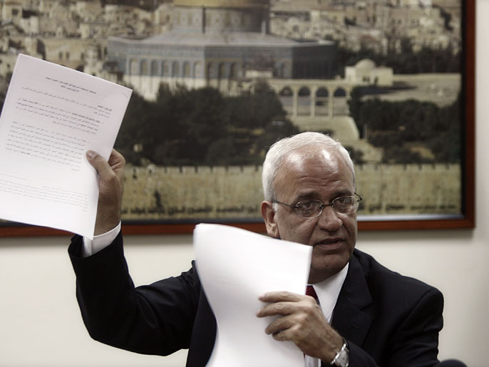 ‪عريقات قال إن دولا وعدت بالاعتراف بفلسطين إذا أفشلت إسرائيل المفاوضات‬ (الأوروبية-أرشيف)