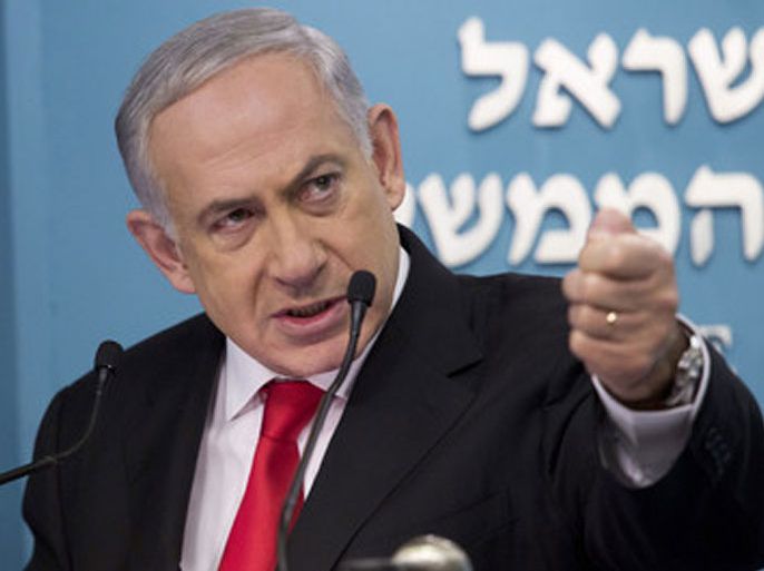 epa03772500 Israeli Prime Minister Benjamin Netanyahu gestures as he speaks during a press conference at the Prime Minister's Office in Jerusalem, 03 July 2013