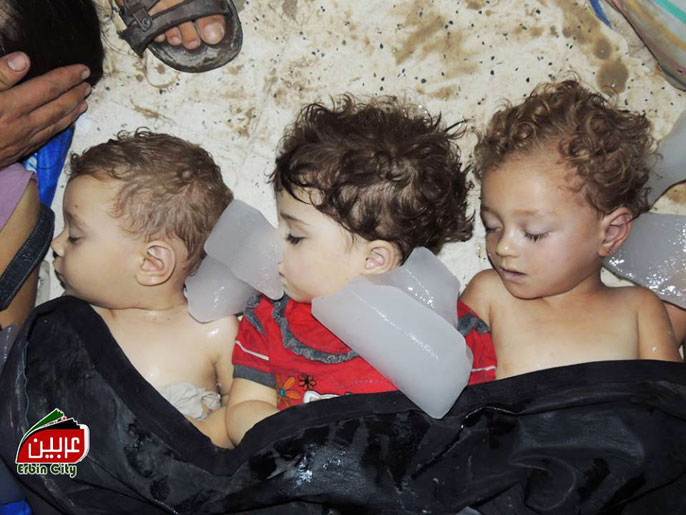 ‪‬ معظم ضحايا هجمات الكيمياوي على ريف دمشق من الأطفال(الجزيرة)