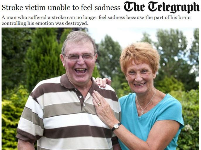 stroke victim unable to feel sadness from the Telegraph