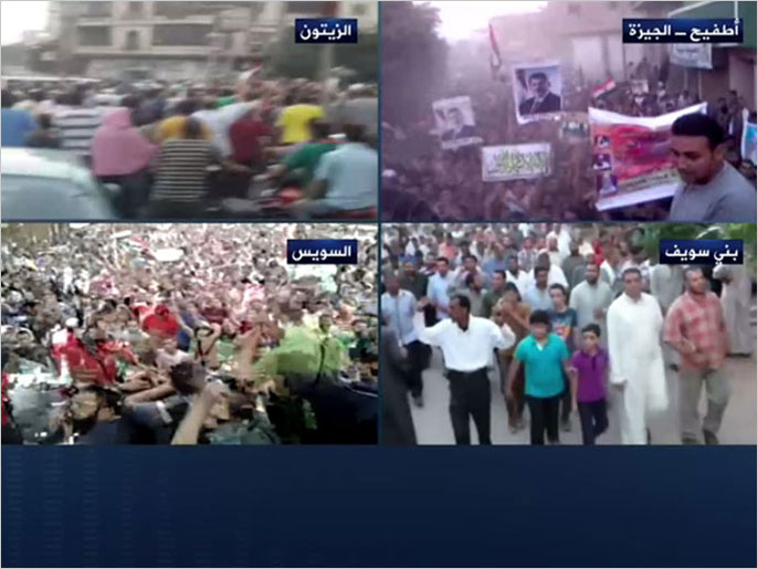 ‪مظاهرات منددة بالانقلاب العسكري‬ (الجزيرة)