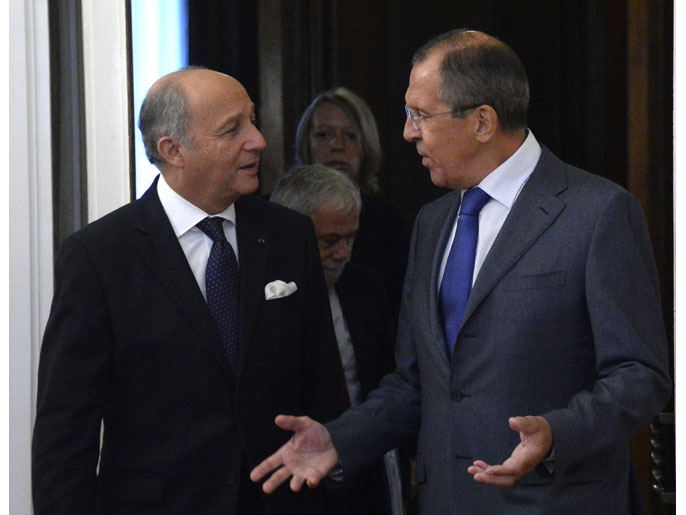 لقاء لافروف وفابيوس يأتي في ظل مساع لإصدار قرار دولي بشأن سوريا (الفرنسية)