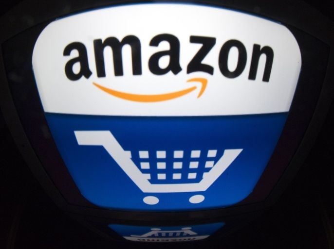 This file picture taken on November 13, 2012 in Paris shows shows the 'Amazon' logo. Amazon on October 3, 2013 attacked a French bill which will prevent it from offering free deliveries of discounted books to customers in France as 'discriminatory.' The online retailing giant also attacked the draft legislation, approved by the lower house National Assembly earlier in the day, as a blow to consumers' spending power.
