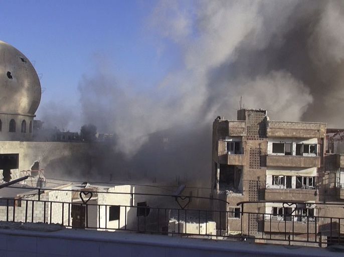 مقاتلات النظام تستهدف مسجداً في داريّا ( ٥ كم جنوب دمشق) - داريّا
