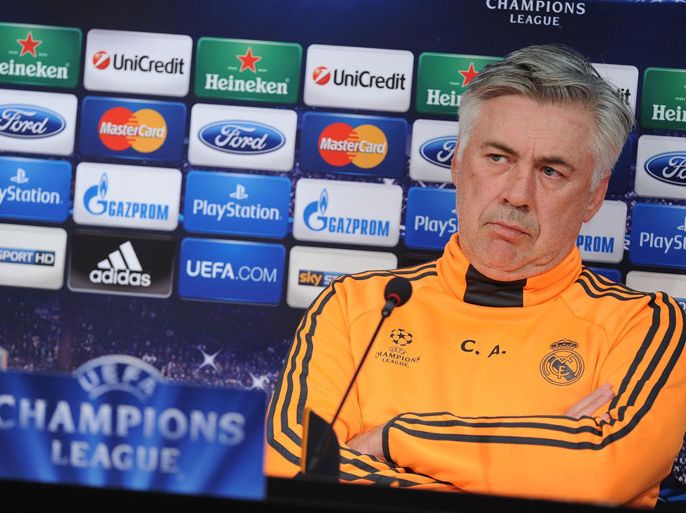 epa03935993 Italian head coach of Real Madrid, Carlo Ancelotti, during the press conference in Turin, Italy, 04 November 2013. Real Madrid will play a Uefa Champions Leagues soccer match against Juventus FC on 05 November. EPA/ALESSANDRO DI MARCO