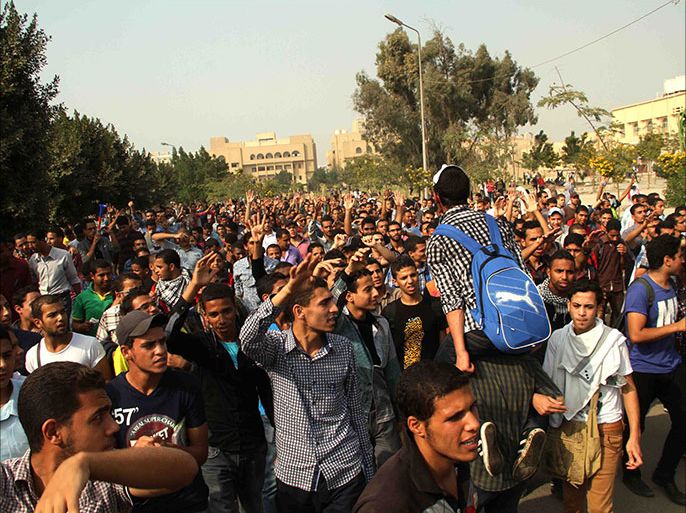 جانب من مظاهرات طلبة جامعة الأزهر في مليونية الحرية لطلاب مصر